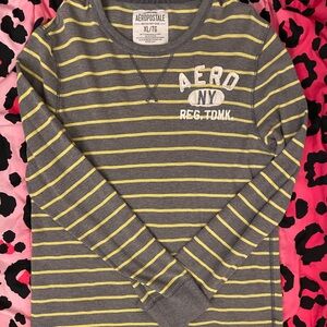 Y2K Aeropostale Charcoal and Lemon Long Sleeve Shirt